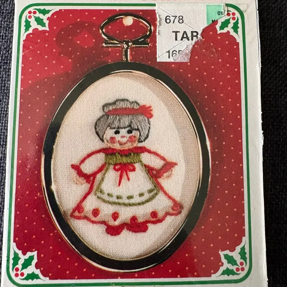 Mrs Santa Christmas Ornament Vintage Counted Embroidery Kit by New Berlin Co.